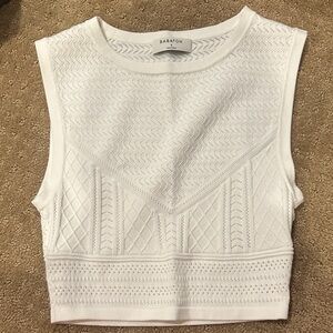 Babaton Ivory Textured Crop Top